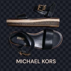 Michael Kors Black Sandals with Gold Accents